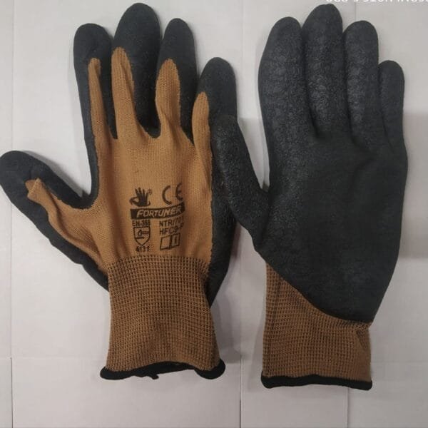 Latex Coated Black & Brown Polyster Glove