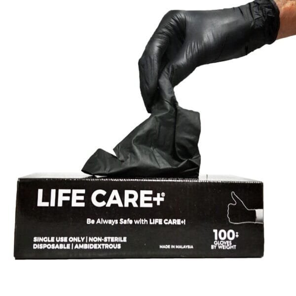 Lifecare+ Non-Sterile Disposable Ambiedxtrous Black Gloves