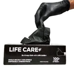 Lifecare+ Non-Sterile Disposable Ambiedxtrous Black Gloves