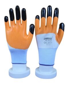 Home Protostar Orange & Black Finger Nitrile Coated Glove