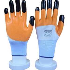 Protostar Orange & Black Finger Nitrile Coated Glove