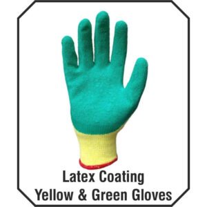 latex coating yellow & green glove