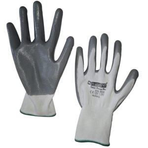 45 gram premium quality protostar nitrile coated grey & white hand glove