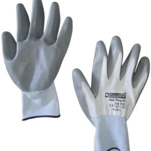 36 gram premium quality protostar nitrile coated grey & white hand glove